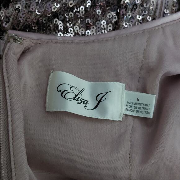 Eliza J Women's Dress Size 6 Pink Sequin Balloon Sleeve Cocktail Party Wedding - Picture 9 of 11